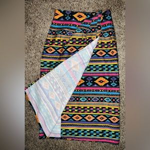 Vintage 80s 90s Bonjour MIDI Aztec Colorful Wrap Skirt!